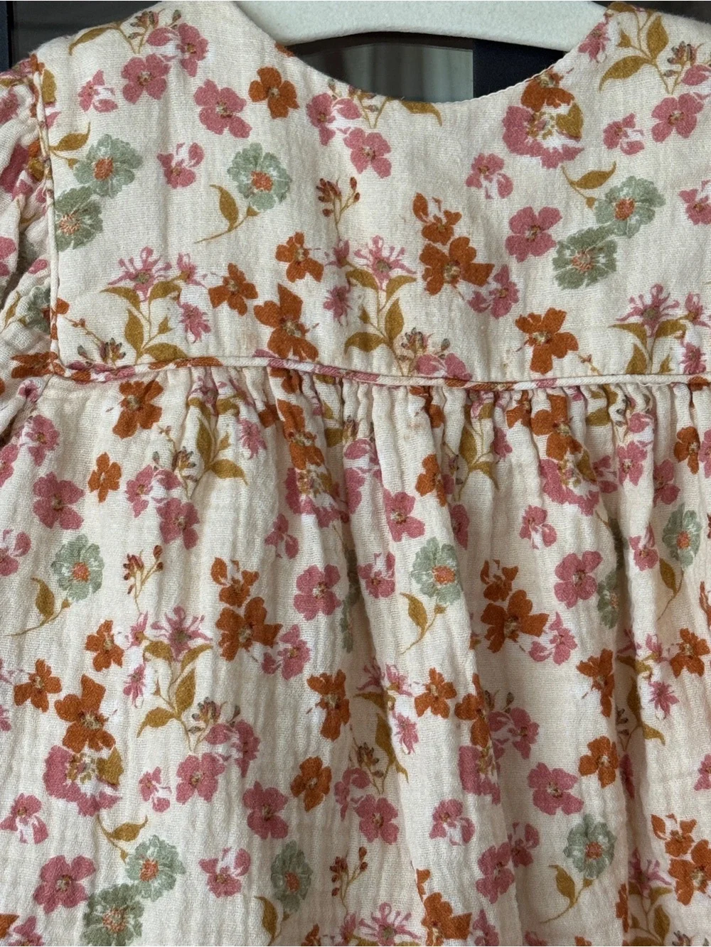 Zara Kids long sleeve dress floral baby toddler girl muslin cotton ditsy beige